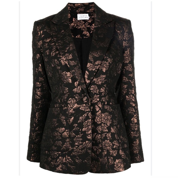 NEW Tanya Taylor Jared Jacquard Blazer Jacket Black and Gold Size 4 - Picture 2 of 8